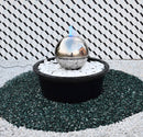 Sfera Cascata Artificiale da Giardino con LED Ø30 cm in Acciaio Inox con Pompa