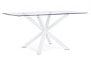 Tavolo Piano in Vetro Rettangolare Gamba Bianco 160x90 Fisso in Vetro