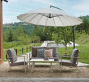 Set Salotto da Giardino Divano 2 Poltrone e Tavolino in Alluminio New Boston Bianco