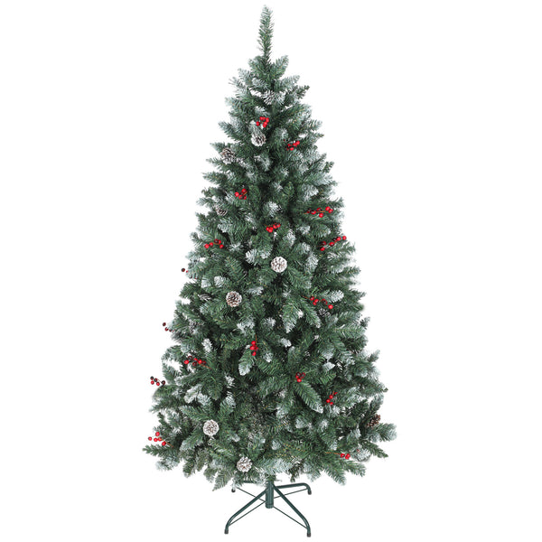 online Albero di Natale Alto 180 cm  con 620 Rami Pigne e Bacche Rosse con Base in Metallo Verde