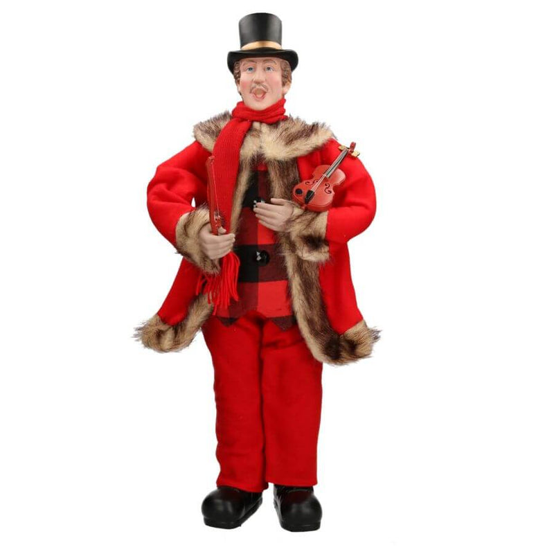 Set 4 Pupazzi Famiglia Natalizia 40x72x24 cm in Tessuto Rossi