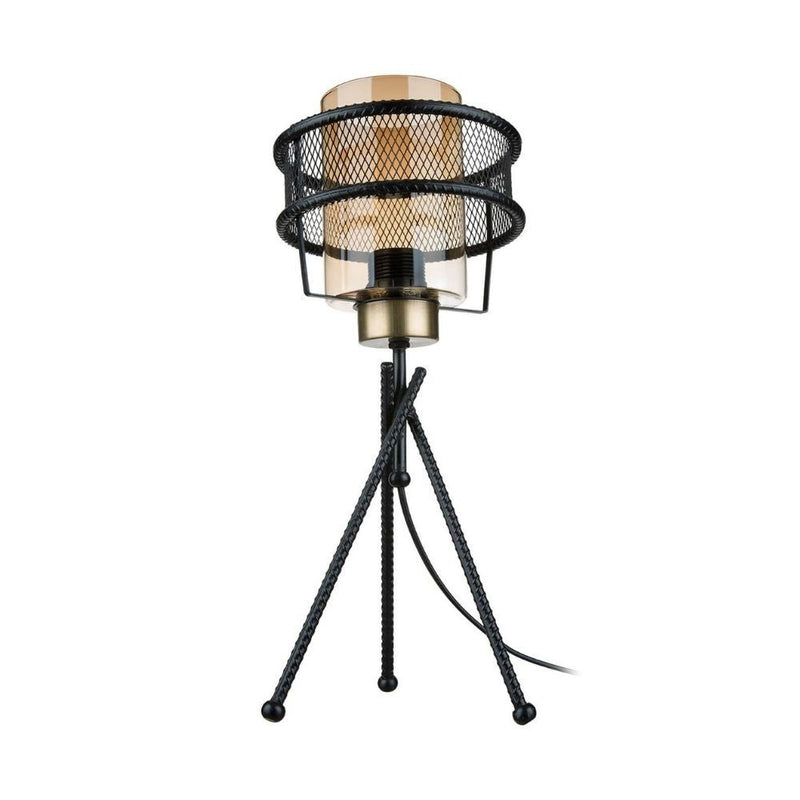 Lampada da tavolo Grande  in ferro intrecciato paralume vetro