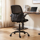 Sedia da Ufficio Ergonomica 65x59x104-124 cm con Supporto Lombare Poggiapiedi e Braccioli Ribaltabili Nera      