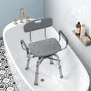 Sedia per Doccia Girevole 57x48x74-86 cm con Braccioli Schienale Capacità 150 kg in Alluminio e HDPE Grigio      