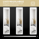 Specchio Illuminato con Luci LED Regolabili e Pulsante Touch 40x5x160 cm in Vetro e MDF Bianco      
