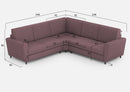 Divano Angolare 5 Posti 248x248x85 cm Yasel in Tessuto Prugna