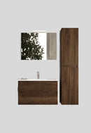 Mobile da Bagno Sospeso con Lavabo 90 cm e Specchio Urano Light Noce Scuro      