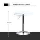 Tavolino da Bar Ø60x69-93 cm in Metallo e MDF Bianco