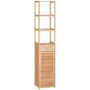 Mobile Bagno Alto 3 Ripiani 1 Cassetto e 1 Armadietto 32x30x163 cm in Bambù color Legno