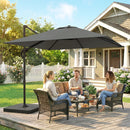 Ombrellone da Giardino a Manovella 240x240 cm con Base Riempibile e Girevole Telaio in Alluminio Grigio Scuro      