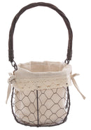 Cestino Ø14xH13 cm in Metallo e Cotone Nero e Ecrù