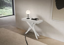 Consolle Allungabile 90-300x40x77 cm Saki Premium Bianco Frassino Gambe Bianche 
