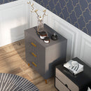 Cassettiera 3 Cassetti Design Moderno 60x40x71,5 cm in Legno e Alluminio Oro e Grigio Scuro 