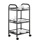 Carrello Portaoggetti da Cucina 40x35x75 cm 3 Livelli con Ruote Nero