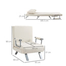 Poltrona Letto Singolo Trasformabile 65x69x82 cm in Tessuto Beige