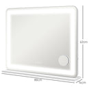 Specchio Trucco 80x62x14 cm con LED Regolabili Touch e Ingranditore 10x    