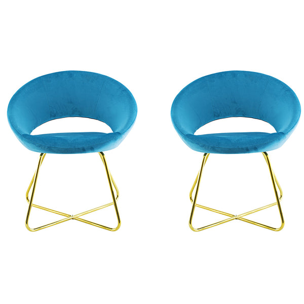 sconto Set 2 Sedie Vintage 58x64x83 cm in Tessuto Effetto Velluto Greta Blu