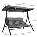 Dondolo 3 Posti da Giardino 200 x 115 x 168 cm  Sling Grigio