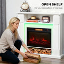 Camino Elettrico da Pavimento 105x27x97 cm 1800W Regolabile con Fiamma 3D Timer e Telecomando Bianco      