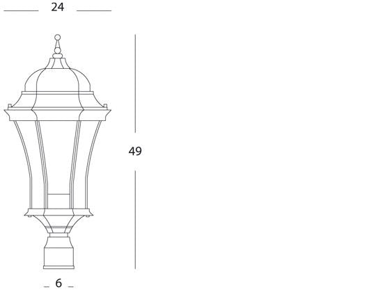 Lampada Testa Palo Diametro 60Mm Colore Nero e Verde per Esterno Linea Curvata Sovil
