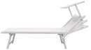 Lettino Prendisole da Giardino 185x61x39,5 cm Telaio in Alluminio Bianco e Textilene Grigio