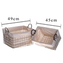 Set 2 Cesti in Tessuto e Rete Metallica con Manici Larghezza 45 cm