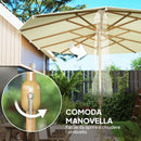 Ombrellone Doppio 455x265x238 cm in Acciaio Inox e Poliestere Beige   