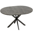 Tavolo Pranzo Allungabile 4-6 Posti 135x100x75 cm con Prolunga a Farfalla e Base a X in MDF e Acciaio Marmo Nero      