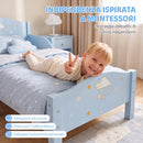Letto Montessori per Bambini 3-6 Anni 146x76,5x54,5 cm con Sponde Anti-Caduta a Forma di Nuvola in MDF e Compensato Blu      