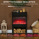 Camino Elettrico da Pavimento con Effetto Fiamma 3D Colorata 1000W/2000W con Temperatura Regolabile e Telecomando Nero      