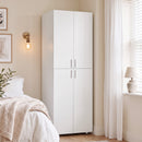 Armadio Guardaroba 60x34x180 cm con 4 Ante e Chiusura Soft Close in Truciolato Bianco      