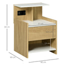 Comodino Moderno1 Cassetto 40x40x60 cm con 2 Prese USB Color Legno