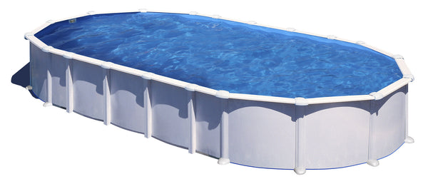 sconto Piscina Ovale Fuori Terra 1000x550xh132 cm in Acciaio e PVC Gre Haiti