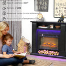 Camino Elettrico da Pavimento 105x27x97 cm 1800W Regolabile con Fiamma 3D Timer e Telecomando Nero      