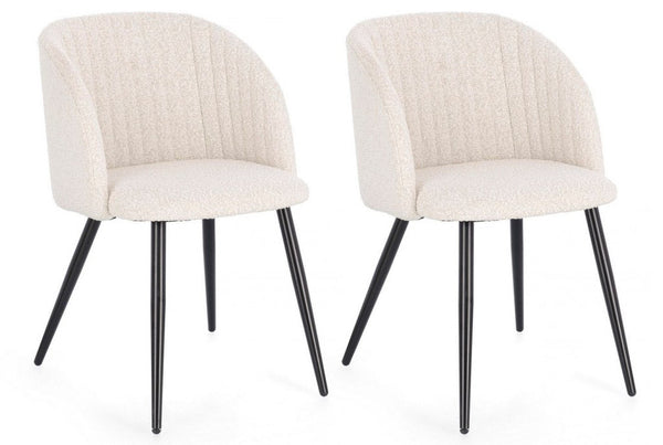 sconto Set 2 Sedie 53x57x81,5 cm Queen in Bouclè Avorio