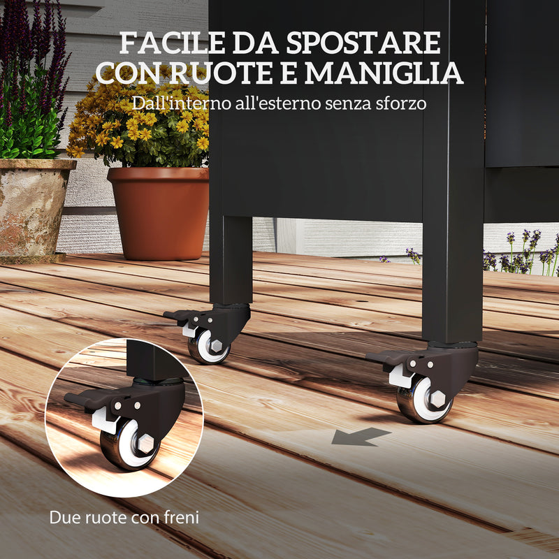 Carrello per Barbecue 116x50x93 cm con Armadietto Piano in Acciaio Inox Nero  