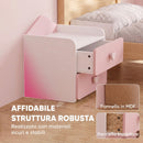 Comodino per Bambini 3-8 Anni 34x31x36 cm con 2 Cassetti Angoli Arrotondati e Maniglie a Cuore in Truciolato e MDF Rosa      