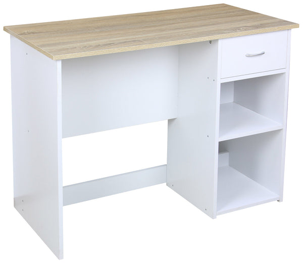 sconto Scrivania da Ufficio 80x40x75 cm in Legno Truciolare Bianco e Sonoma