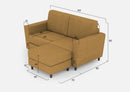 Divano 2 Posti con Pouf 172x145x85 cm Yasel in Tessuto Ocra