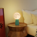 Lampada da Tavolo a Forma di Luna a 3 Tonalità Ø15x28 cm in ABS Bianco e Verde Scuro  