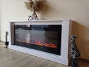 Camino Elettrico da Pavimento 72,5x158x30 cm Effetto Fiamma 1500W Bernard & Hermes Bianco