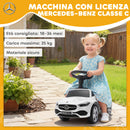 Macchina per Bambini Cavalcabile 65x28x39 cm Licenza Mercedes Benz Clacson e Spazio Portaoggetti Bianco      