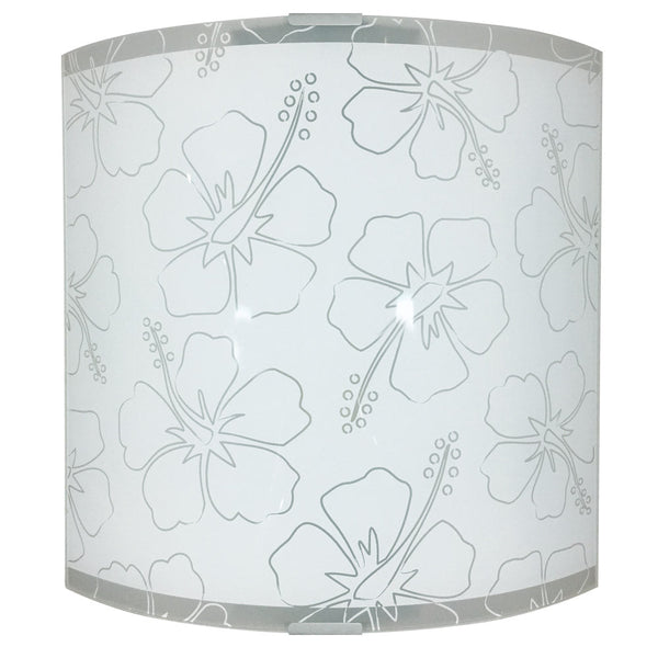 Applique 1xE27 Montatura Argento Vetro Lastra Serigrafato Fiore Bianco E-Energy Delia acquista