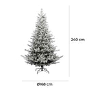 Albero di Natale Artificiale Floccato Effetto Realistico Innevato 240 cm 1546 Rami Montaggio a Ombrello Effetto Neve