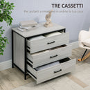 Cassettiera 3 Cassetti 80x48x78 cm in Legno e Acciaio Grigio Chiaro