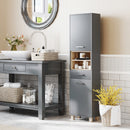 Mobile a Colonna da Bagno con Cassetto e Armadietti 40x24x160 cm in Legno Grigio 