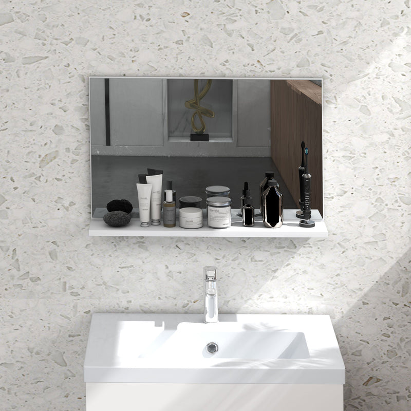 Specchio Bagno a Parete 60x12x40 cm con Mensola Bianco 