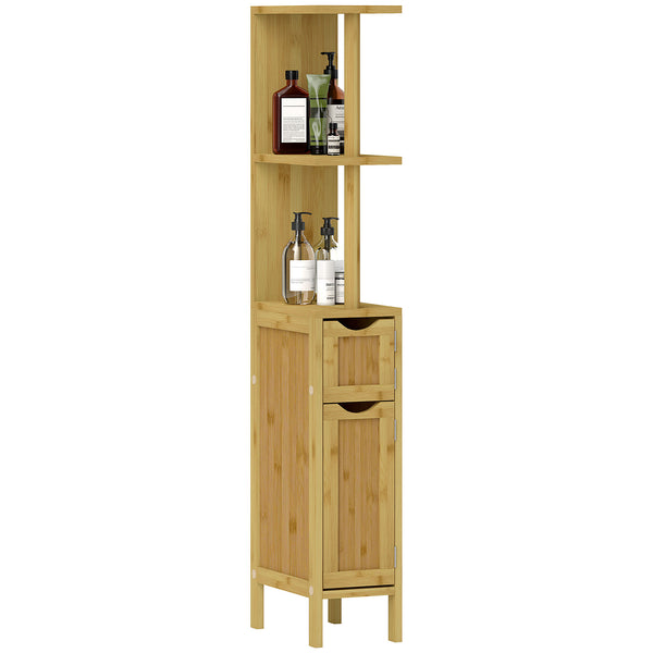 Mobile a Colonna 2 Ripiani 2 Armadietti 18x30x120 cm in bambù laccato e MDF Colore Legno sconto