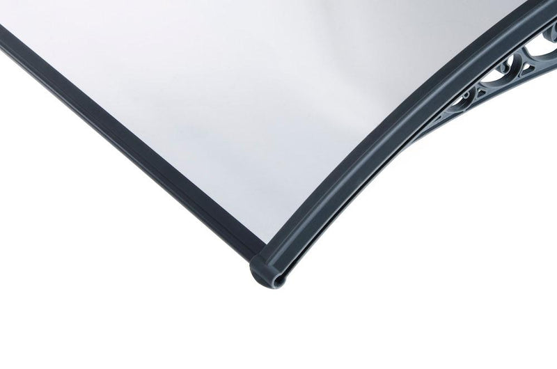 Pensilina Tettoia Modulabile Compatta in Policarbonato Grigio/Trasparente 100X80cm Bertozzi Naxos