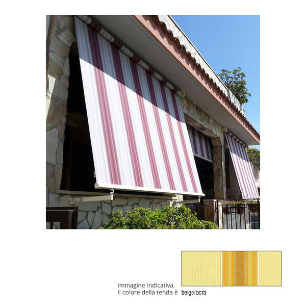 sconto Tenda da Sole Avvolgibile a Caduta con Braccetti 3X2,45 M per Finestra Balcone Beige/Ocra